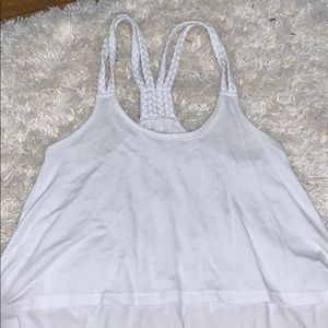 Plain white tank, braided straps